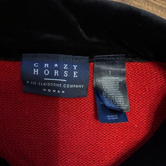 Vintage Liz Claiborne crazy horse Red and Black Sleeveless sweater holiday 1x - Picture 2 of 4
